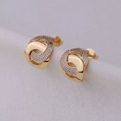 Argola dourado elos cravejadas