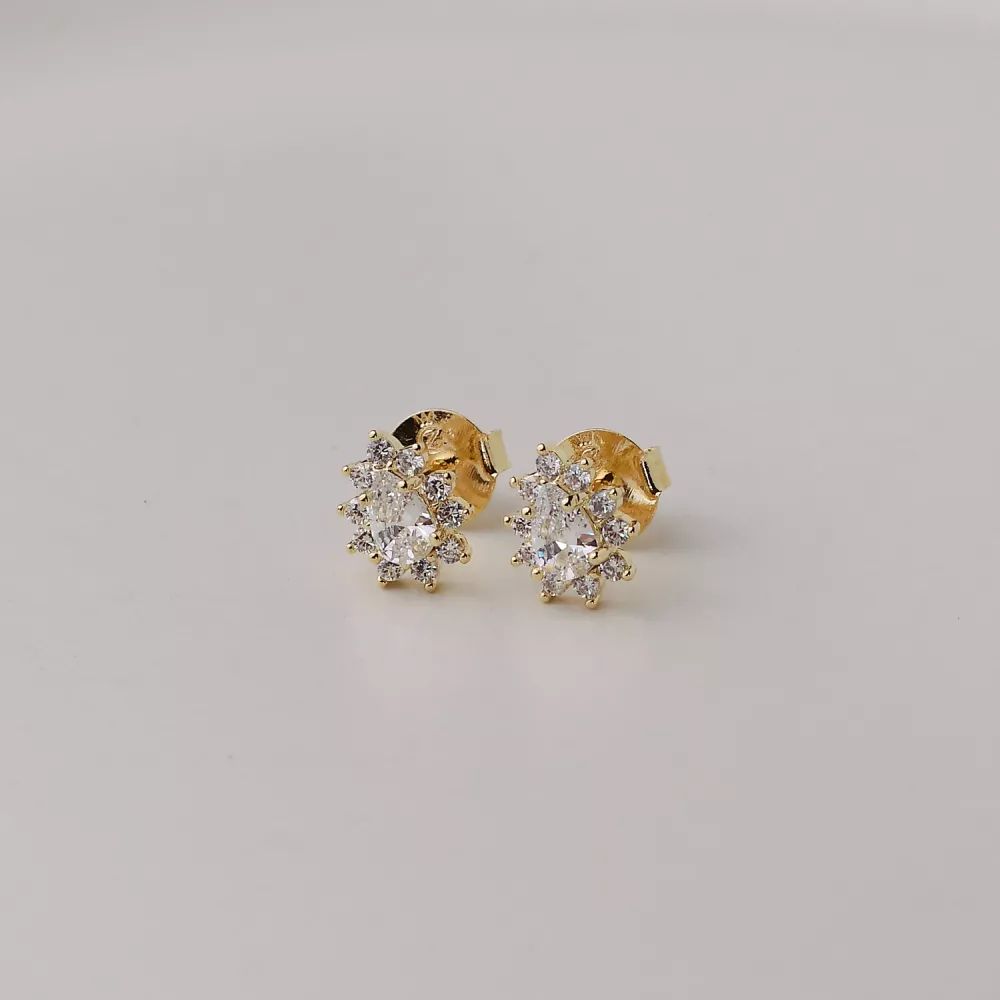 Brinco Dourado Gota Cravejada