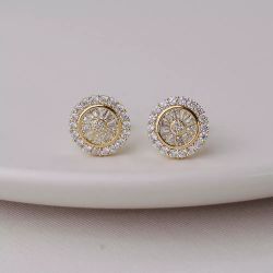 Brinco Dourado Pizza Cravejado