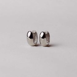 Brinco Ródio Argola Oval em Metal 21mm