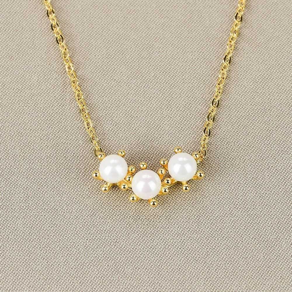 Colar Dourado com Pérolas Shell 45+5cm