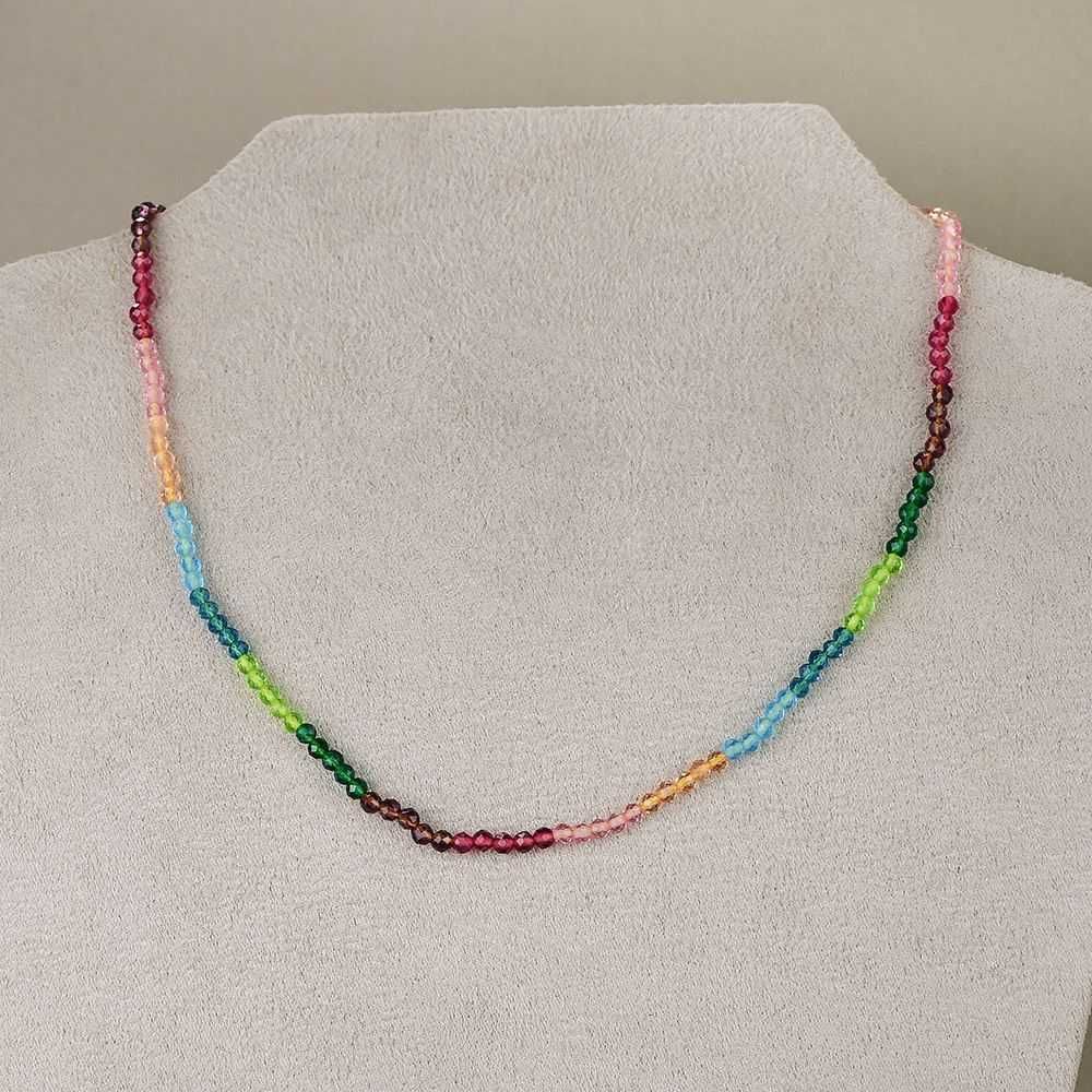 Colar Cristais Multicoloridos 36+10cm