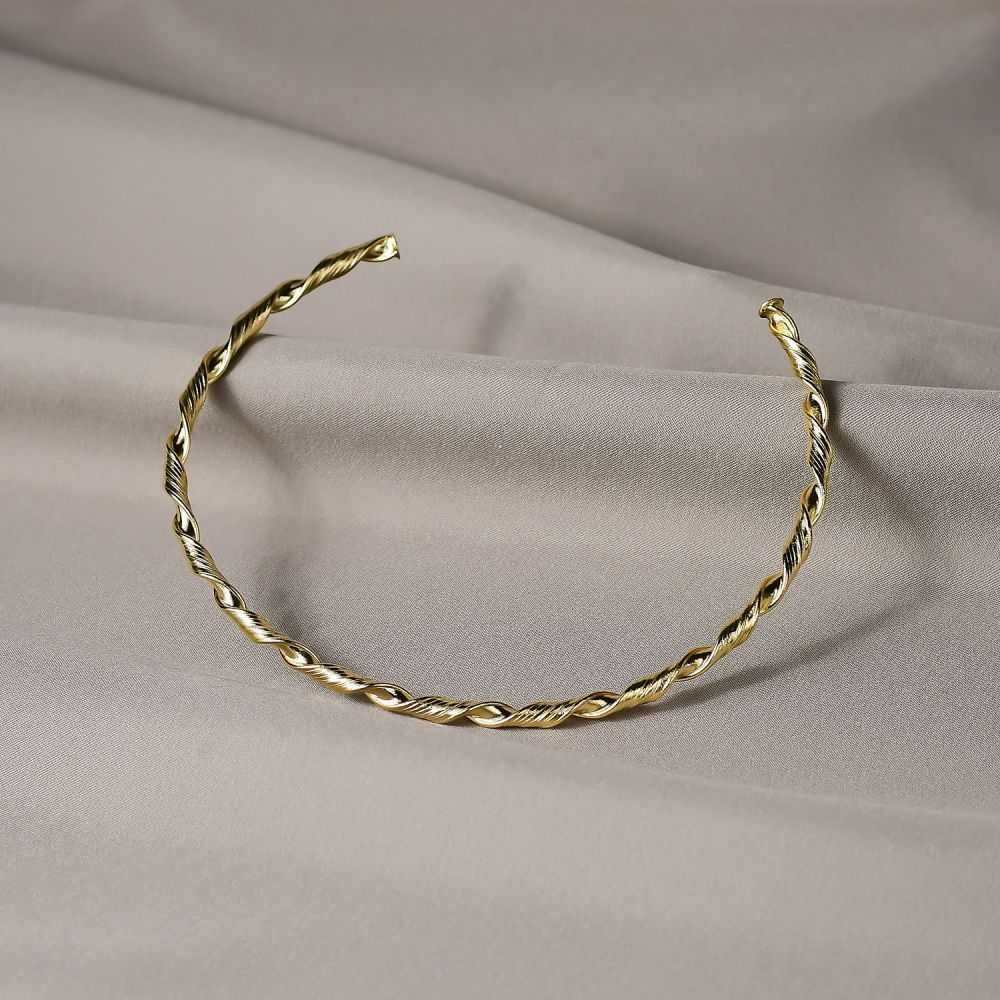 Colar Dourado Aro em Metal Torcido