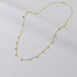 Colar dourado cravejado cristal 60cm
