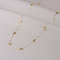 Colar Dourado Trevos em Metal 80+10cm