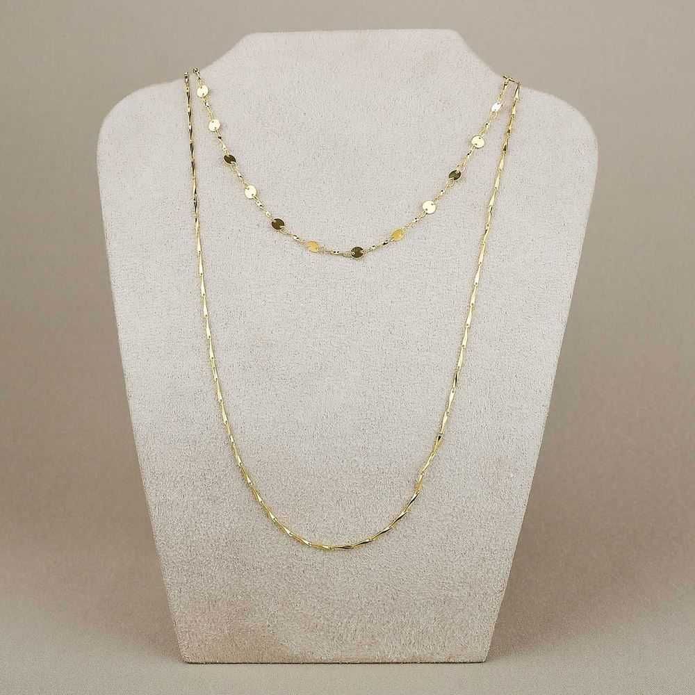 Colar Dourado Duplo em Metal 30/50+10cm 