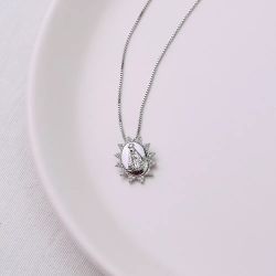 Colar ródio Nossa Senhora Aparecida cristal 40+5cm