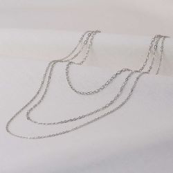 Colar Ródio Triplo com Correntes Variadas em Metal 30/50/60+10cm
