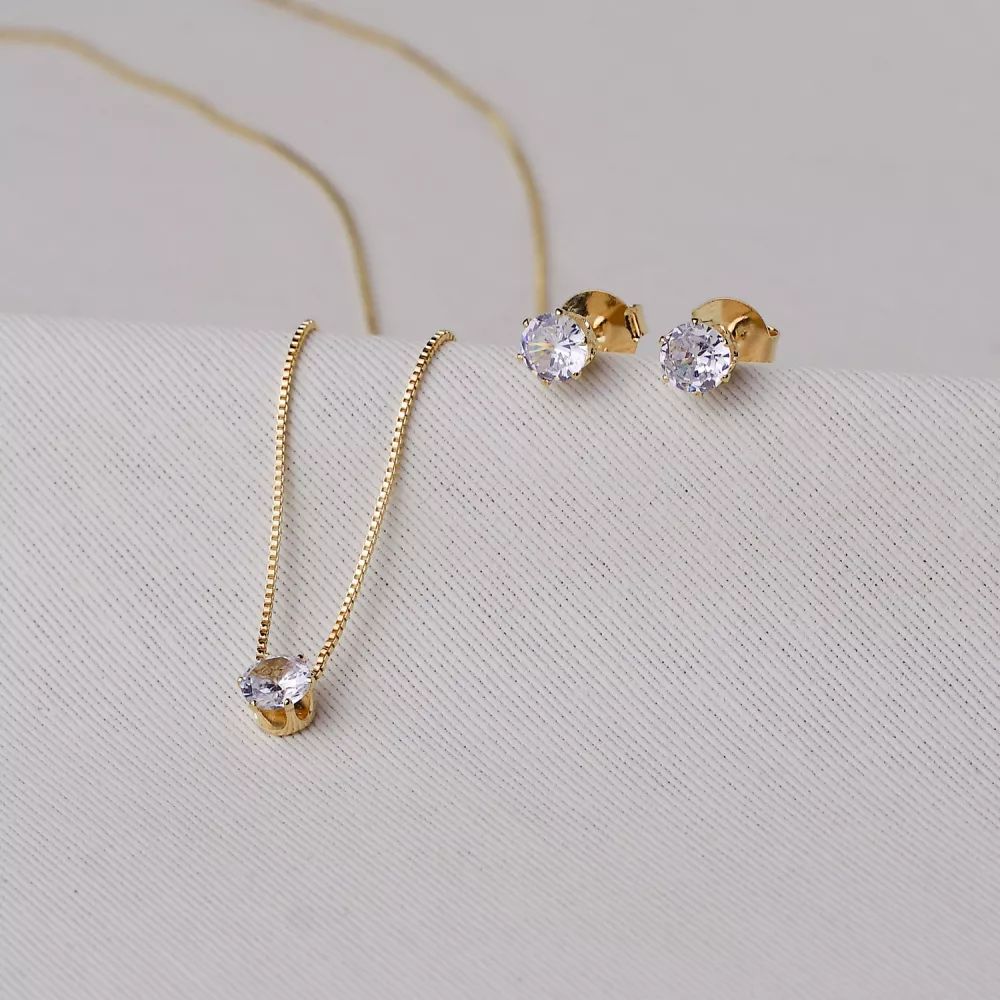 Conjunto Dourado Ponto de Luz Redondo