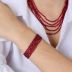 Pulseira Dourado com Varios Fios em Cristais de Zircônias Vermelhos 16+4cm