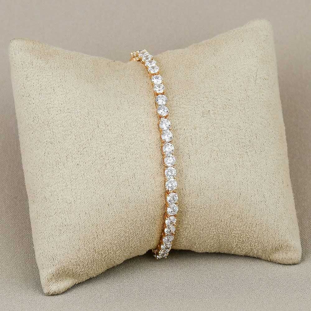 Pulseira Dourada Cravejada com Zircônias 17+2cm