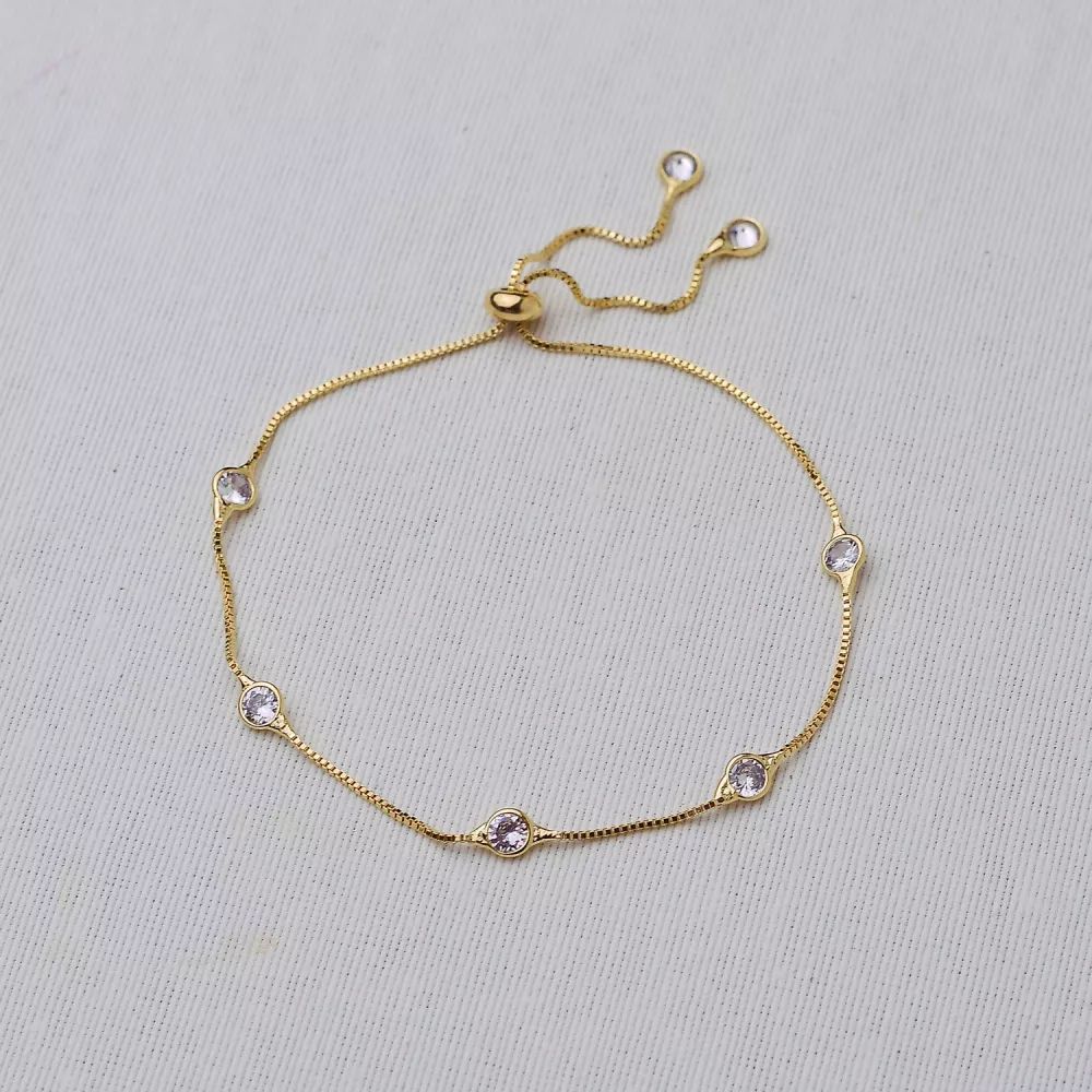 Pulseira Dourada Cravejada 60cm
