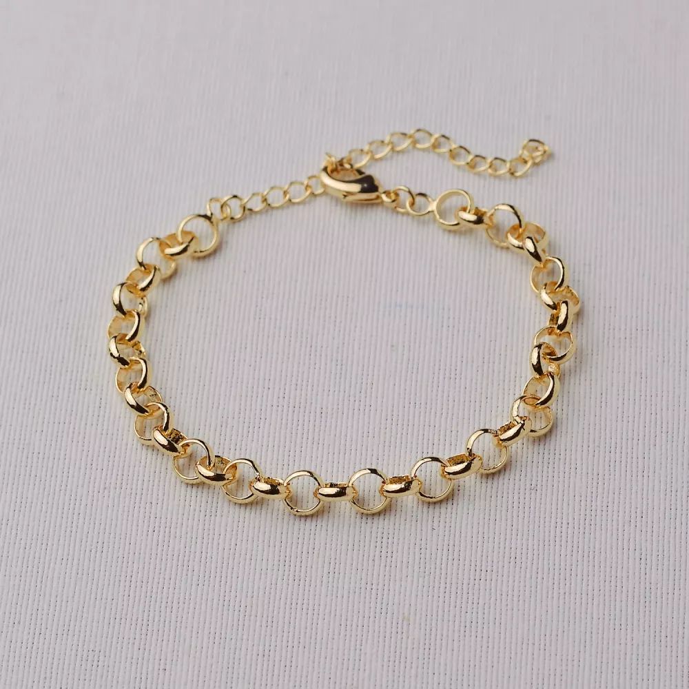 Pulseira Dourada Elo Português 18+5cm