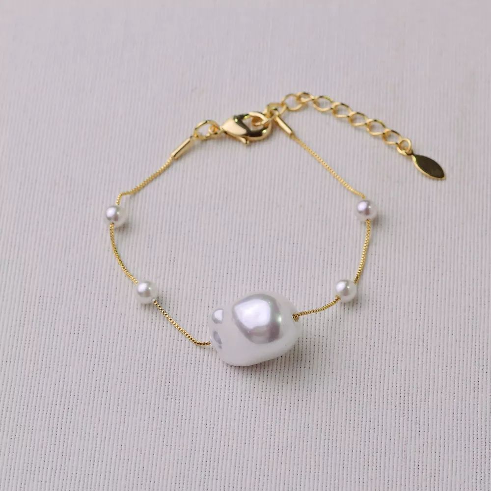 Pulseira dourado com pérolas  16+3cm