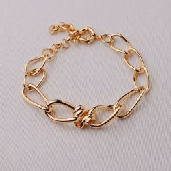 Pulseira dourado elos em metal 20+4cm