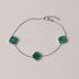Pulseira Ródio com Trevos e Madrepérolas Verdes 17+5cm