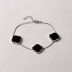 Pulseira Ródio com Trevos Pretos 16+5cm