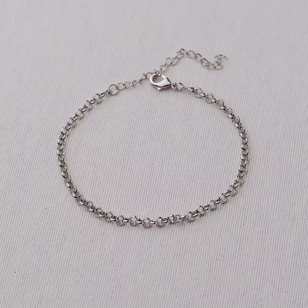 Pulseira Ródio Elo Português 18+5cm